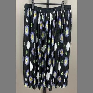 NEW Kenzo Skirt Womens 10 Large black purple floral midi designer